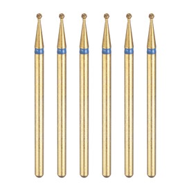 sourcing map 6pcs 120-140 Grits Diamond Grinding Bit 1.5mm Ball Head 2.35mm Shank 1.5mm Length Titanium Plated Stone Sanding Drill Bits Rotary Tool for Nails Grinding Polishing