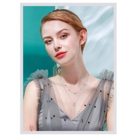 DAOCHONG Layered Necklace for Women, Sterling Silver, Layered Chain, Lariat Collar, Y Shaped Necklace, Valentine's Day Gifts for Women, Sterling Silver, Pearls, zirconia