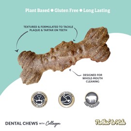 Fieldcrest Farms Nothing to Hide All Natural Rawhide Alternative Dental Bones Dog Chews - & Magnet, Plant Based Tough Aggrssive Bone Chews Great for Dental Health (Medium)