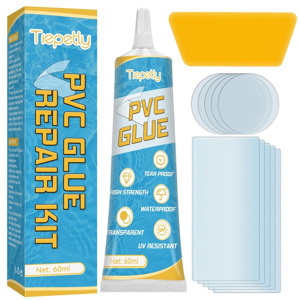Tiepetly Air Mattress Patch Kit, Waterproof Vinyl Repair, Transparent Pool