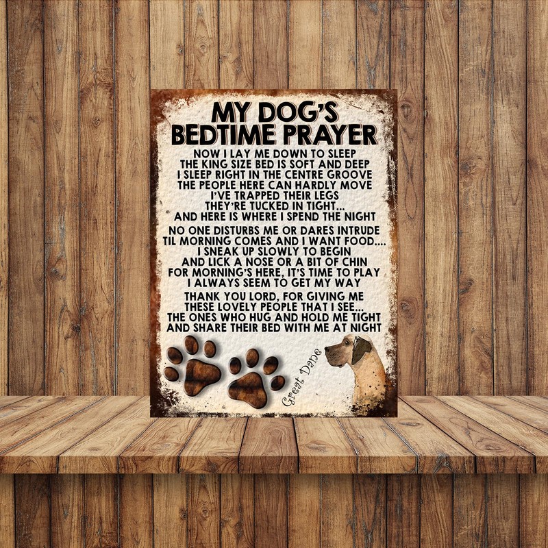 MY DOG'S BEDTIME PRAYER RETRO STYLE METAL TIN SIGN/PLAQUE (Great