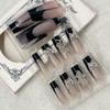 Jremg Black French Tip Press on Nails Long Square Fake