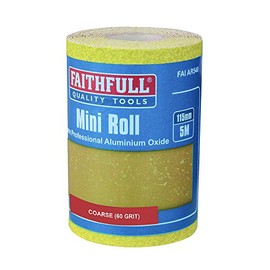 Faithfull FAIAR560Y 5M Coarse (60 Grit) Sandpaper Roll Yellow (Std) 115mm x 5M