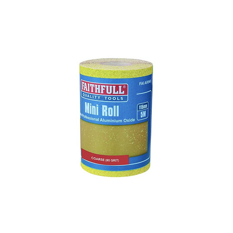 Faithfull FAIAR560Y 5M Coarse (60 Grit) Sandpaper Roll Yellow (Std)