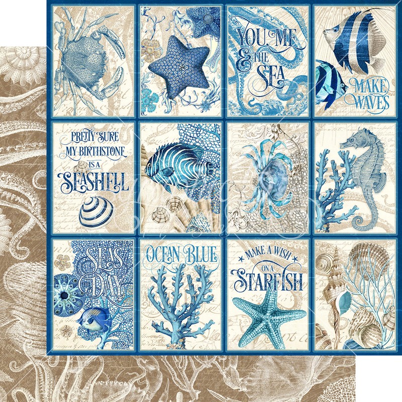GRAPHIC 45 *OCEAN BLUE* 8" x 8" PAD NAUTICAL SEASHELLS
