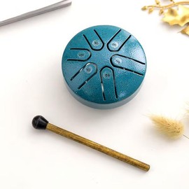 MINI BUDDHA STONE STEEL TONGUE DRUM STEEL TONGUE DRUM KIT SOUND HEALER DRUM KIT - Color: Blue