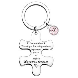 TTOVEN Bonus Mum Gifts Thank You for being Such an Important Piece of My life Bonus Mum Keyring Bonus Mum Birthday Gifts