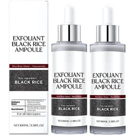2PCS Black and White Rice Exfoliant Soft Rice Exfoliating Face Moisturizing Pore Minimizer for Face All Skin (Black-2PCS)