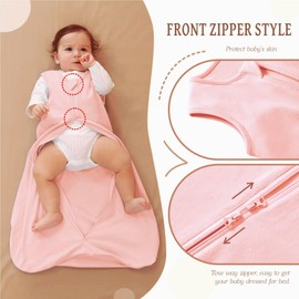 QUENESS Baby Sleep Sack Baby Wearable Blanket 2-Way Zipper TOG 0.5 Baby Sleep Sack Swaddle Transition Sleeping Bag