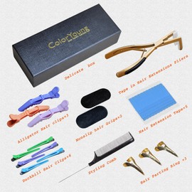 ColorYoung Professional Flat Surface Sealing Hair Extension Plier Tape in Pliers Tape in Extension Tool For Tape in Hair Extension Tape in Kit for Hair (Gold)