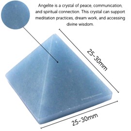 Angelite Pyramid Crystal Healing Stones - 1" Great Pyramid Figurine of Natural Stone Pyramid for Meditation, Reiki, Chakra Balancing and Crystal Pyramids Grid