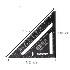 Beslands Aluminum Rafter Square 7 inch Carpenter Layout Tool Alloy Triangle Ruler Protractor （Imperial）