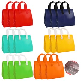 JarThenaAMCS 18Pcs Insulated Take Away Bag Disposable Cooler Bags Thermal Lunch Take out Bags for Hot Cold Drink Fresh Food Delivery (6 Classic Colors)