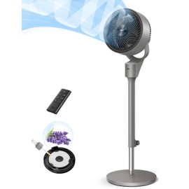 Dreo Fan for Bedroom, 80° Oscillating Standing Fan, 25dB Quiet, 80ft Pedestal Fans for Home Office, 90° Manual Vertical, 3 Speeds, Remote, 34-41" Adjustable Height, Air Circulator