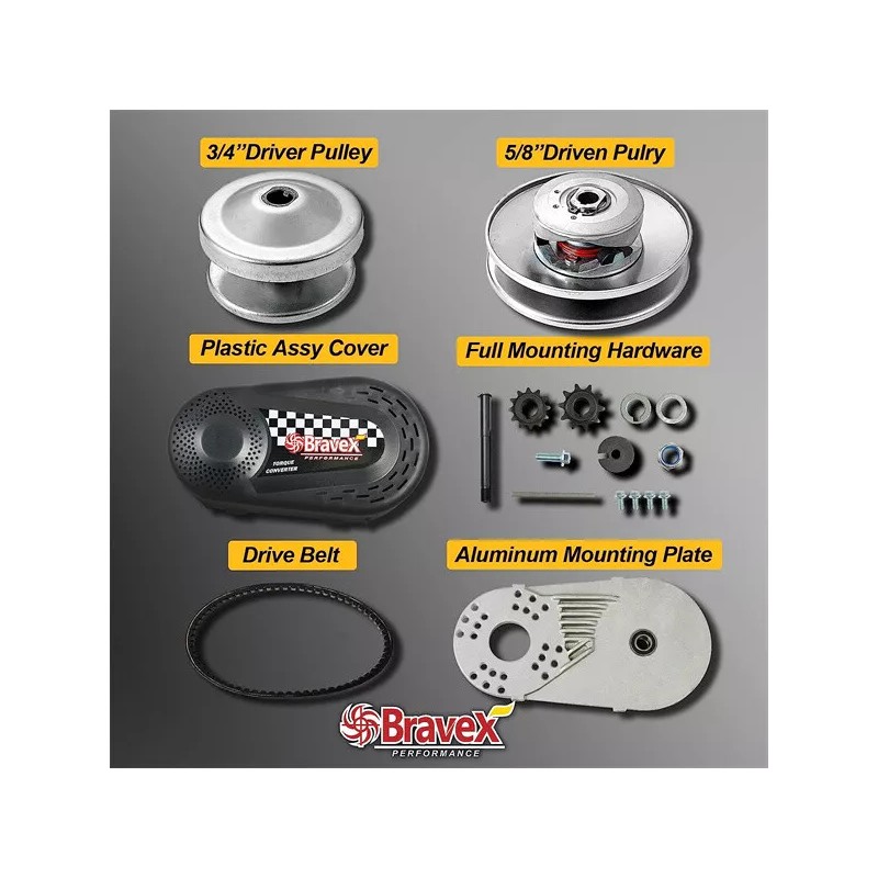 Bravex Torque Converter Go Kart Clutch Set 3/4" 10T 40/41&12T