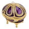 Hapivida Enamel Faberge Egg Jewellery Box, Purple Rhinestone Jewellery Box,