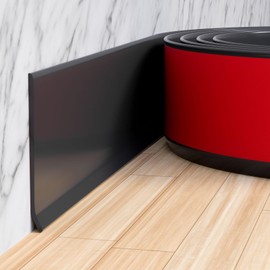 Duzzy Flexible Baseboard Molding Trim, 6 Inch(W) x 60 Feet(L) Peel and Stick Rubber Wall Trim Molding, Self-Adhesive Vinyl Wall Base Cove Base