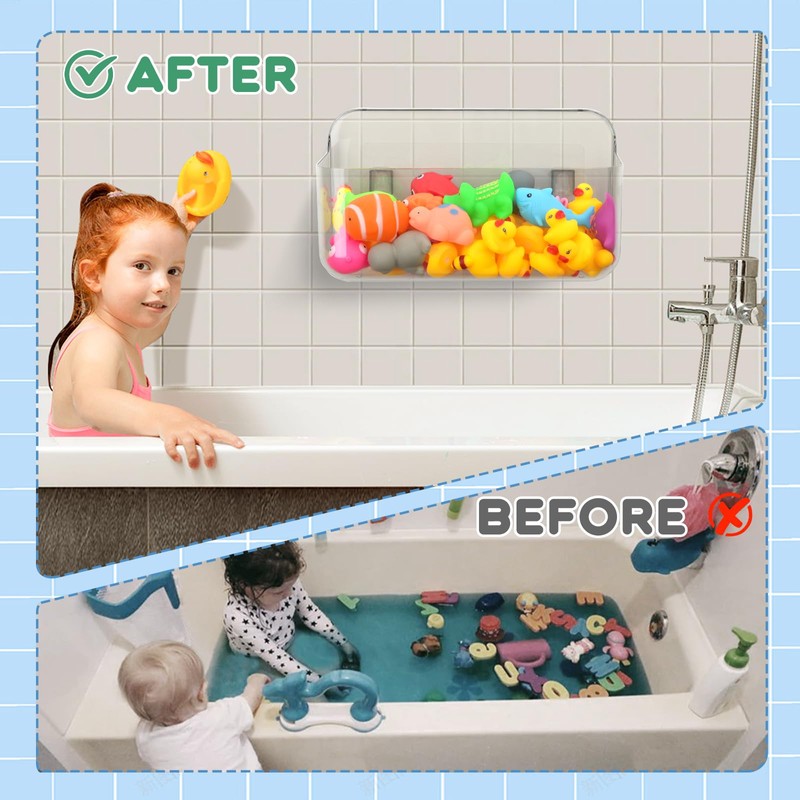 Bath Toy Storage Holder for Bathtub 1pcs, Large Capacity Clear