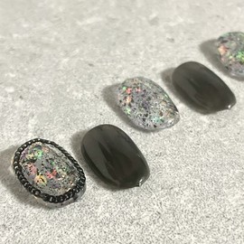ˡᴬᴺᵀᶤˡ Glitter chain lump handmade nail tip - Short Square / ˡᴬᴺᵀᶤˡ 글리터 체인 덩어리 수제네일 팁 - 숏스퀘어XS