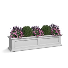 Mayne Mayne Fairfield 4ft Window Box - White - Durable Self Watering Resin Planter with Wall Mount Brackets, Plastic (5823-W)