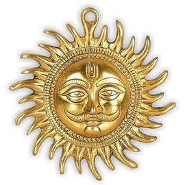Wall Hanging Lord Sun Idol Suraj Surya Murti Statue Brass Decorative For Home Décor Room Best For Housewarming Vastu Good Luck Decorative Showpiece 18 Cm Brass