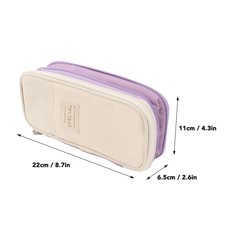 Large Pen Bag Simple Style Canvas Mesh Pockets Pen Slots