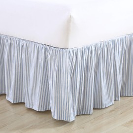 Laura Ashley Home - Cotton Ruffled Bedskirt, Lightweight Home Decor with Classic Style (Blue, Full)