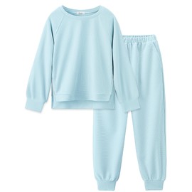 Arshiner Girls Tracksuit Set Casual Crewneck Zipper Pullover and High Waisted Joggers Pants