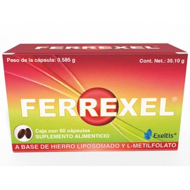 Ferrexel Suplemento Alimenticio a base de Hierro Liposomado y Ácido Fólico (Metafolín) 60 Cápsulas