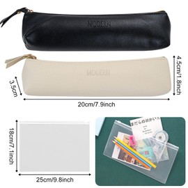 LSYYSL 2pcs Pencil Case, 1pc A5 Document Bag, Portable Black and White Pencil Case, Large Capacity Pencil Case, Metal Zipper Pencil Case, Suitable for Secondary School Girls Boys