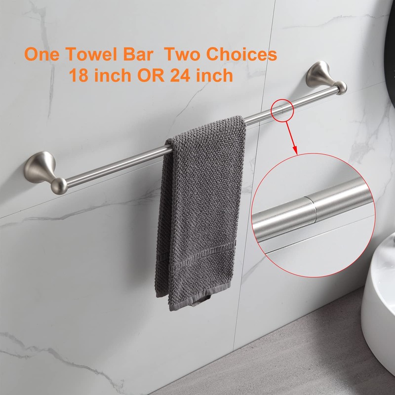 BGL Bathroom Hardware Set Brushed Nickel Adjustable Expandable Bath Towel