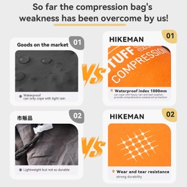 HIKEMAN Compression Sack, 50% More Storage! 12L/19L/32L/46L/53L Compression Stuff Sack, Water-Resistant & Ultralight Sleeping Bag Stuff Sack - Space Saving Gear for Camping, Hiking(Light Blue,XL)