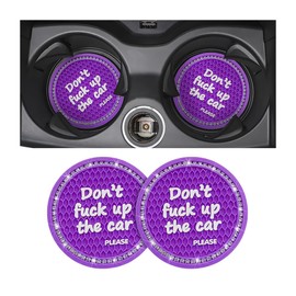 XINLIYA 2 Pack Bling Car Coasters for Cup Holder, Crystal Rhinestone 2.75 in Cup Holder Coaster, Silicone Anti-Slip Insert Cup Mats for Women, Interior Accessories Universal for Most Cars (Purple)