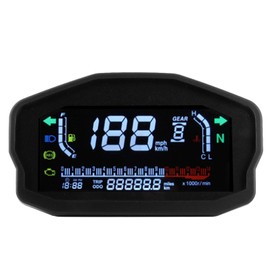 Universal Motorcycle Speedometer, Modification Motorcycle LED Tachometer Digital Odometer Fuel Level Indicator LCD Instrument for 1/2/4 Cylinder Engine Installation
