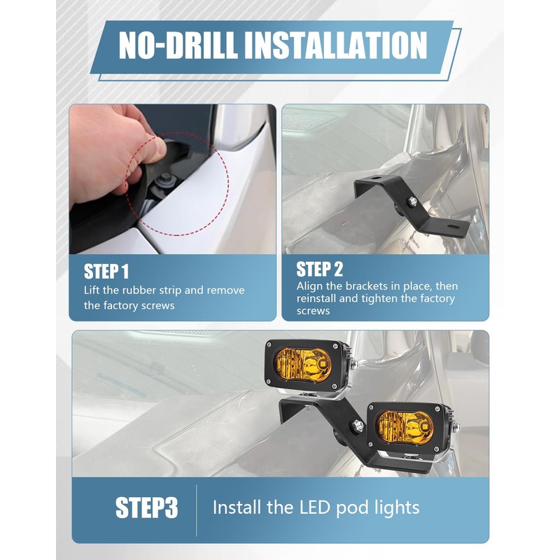 NORTHYUN Dual Light Bar Hood Mounting Brackets for F150 2015–2025
