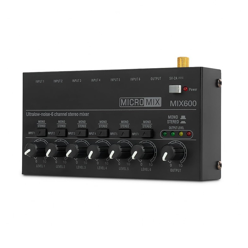 Sound Mixer Ultra Compact Metal Low Noise 6 Channel Stereo