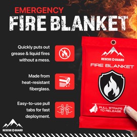 Fire Blanket 1 Pack 40”x40” - Fire Blankets Emergency for Home and Kitchen - Emergency Blankets for Survival - Home House Safety Supplies kit Must Haves - Firemen Safety Gifts and Essential Stuff