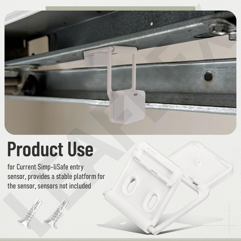 Garage Door Bracket Compatible with Simpli-Safe Alarm Entry Sensors, Works