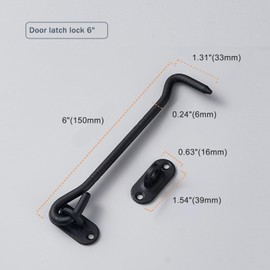 Wexecon 4 Pieces Stainless Barn Door Lock Gate Hardware, 6" Sliding Door Latch with Eye Hook, Silver Steel Gate Latch for Outdoor Fence, Bathrooms, Sheds, Windows(6",Black)