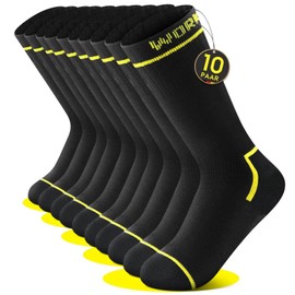 FALARY 10 Pairs of Men's Work Socks Cotton Functional Socks Inner Terry Work Socks Hiking Socks, 1-Black*10P