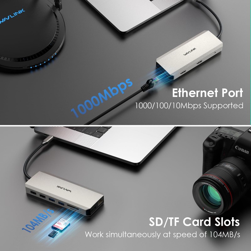 USB C Docking Station, WAVLINK 12 in 1 Docking Stations