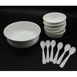 Kimmel Bowl Set 11 Pieces with Spoon, White, Compote Bowl, Dessert Bowl