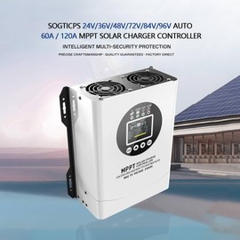SOGTICPS 60A MPPT Solar Charge Controller 12V 24V 36V 48V 60V 72V 84V 96V Battery System Auto,Max Input 230V PV Solar Panel Regulator,fit for Gel Flooded and Lithium Battery User
