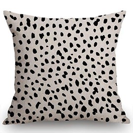 Swono Polka Dots Decorative Throw Pillow Cover Case, Brush Strokes Dots Cotton Linen Outdoor Pillow Cases Square Standard Cushion Covers for Sofa Couch Bed Car 18x18 inch