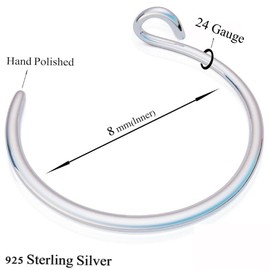 Silver Fake Nose Ring 24 Gauge Tiny 925 Sterling Silver Fake Nose Piercing - Faux Nose Jewelry For Women
