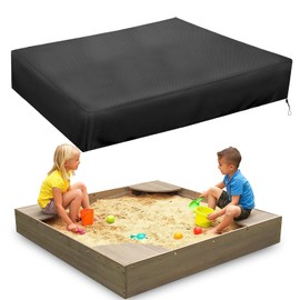 MRWIZMS Sandbox Cover, Lid-48in,Sand Box Cover, Sandbox Cover, 420D Oxford Cloth Waterproof, UV Resistant and Dustproof, Suitable for Children's Sandbox Protection (Square-Black, 48 "L x 48 "W x 8 "H)