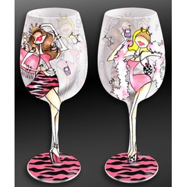 Bottom's Up 15-Ounce Princess Handpainted Wine Glass