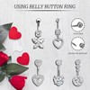 7 Piece Belly Button Piercing Ring Set, Hypoallergenic Heart and
