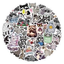 50Pcs Raccoon Stickers Gift for Kids Boys Girls Teens,Trendy Cartoon Waterproof Vinyl Stickers for Laptop Water Bottle Luggage Cup Phone Tablet Flasks Scrapbook Bike (Raccoon)