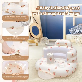 Inflatable Baby Seat with Air Pump, Portable Inflatable Baby Sofa with Back and Neck Support for Travel, Feeding, Camping & Learning to Sit, Baby Chair for Toddlers 3-36 Months Home and On the Go